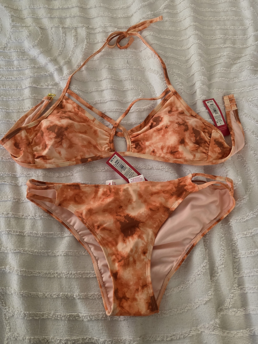 Xhilaration Orange Tie-Dye Halter Bikini Set